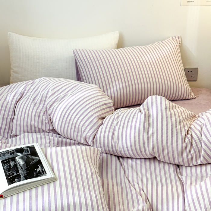 91家纺网 家纺一手货源 找家纺 怡家居 2023新款色织棉麻提花加绒四件套 锦瑟-浅紫