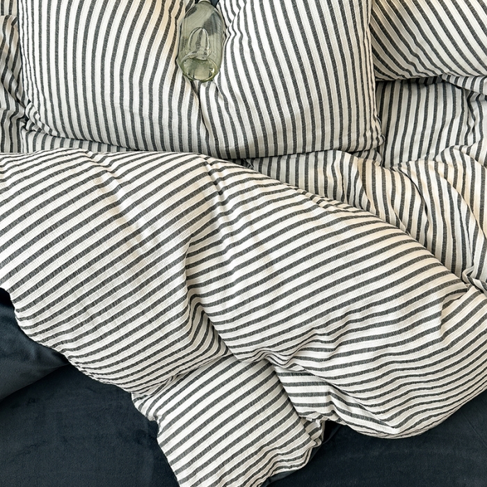 91家纺网 家纺一手货源 找家纺 怡家居 2023新款色织棉麻提花加绒四件套 锦瑟-深灰