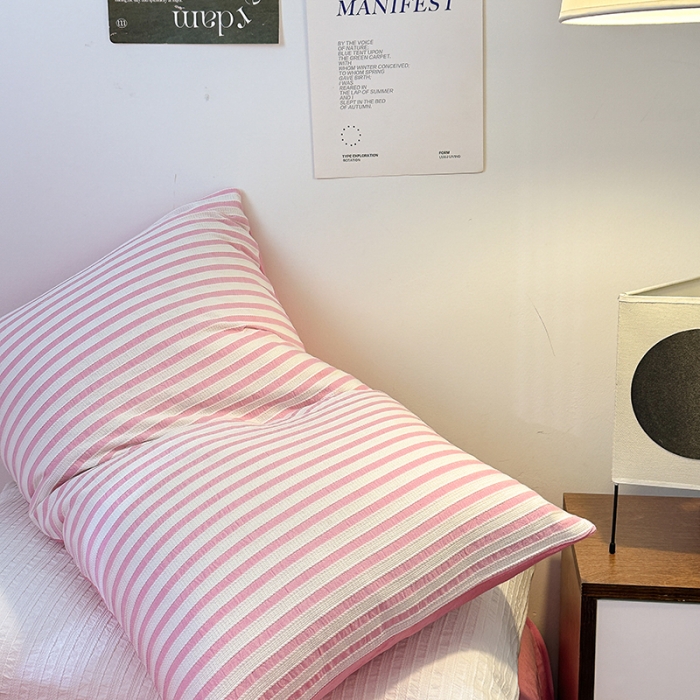 91家纺网 家纺一手货源 找家纺 怡家居 2023新款色织棉麻提花加绒四件套 锦瑟-桃红