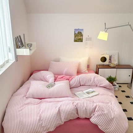 怡家居 2023新款色织棉麻提花加绒四件套 锦瑟-桃红