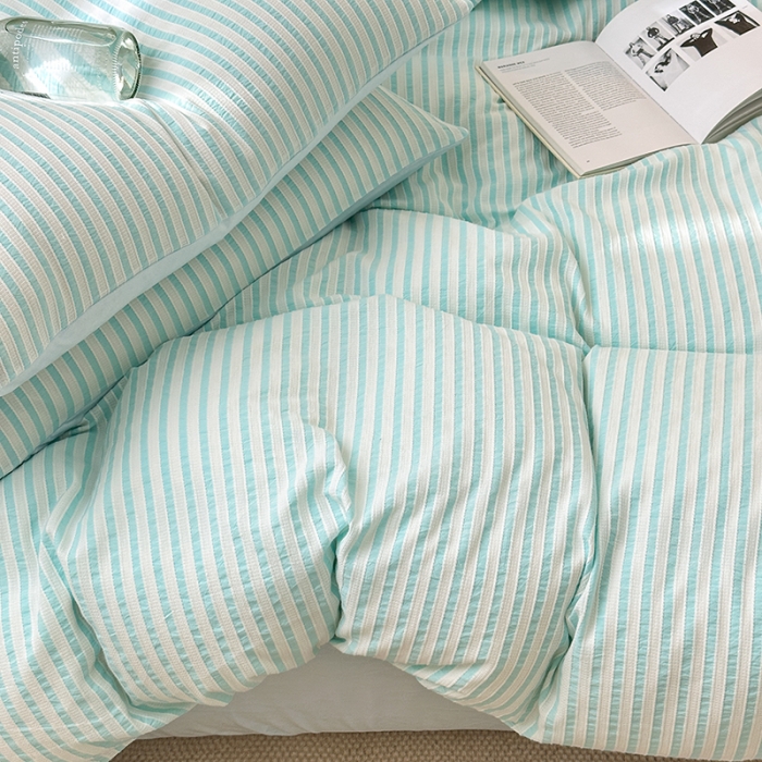 91家纺网 家纺一手货源 找家纺 怡家居 2023新款色织棉麻提花加绒四件套 锦瑟-天蓝