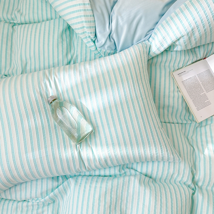 91家纺网 家纺一手货源 找家纺 怡家居 2023新款色织棉麻提花加绒四件套 锦瑟-天蓝