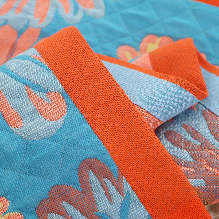 91家纺网 家纺一手货源 找家纺 枕巾新款纯棉一对装全棉家用纱布枕头套巾高档男生枕头巾垫巾学生宿舍 春色满园-橘