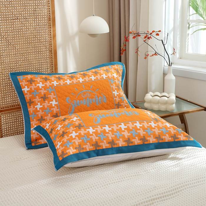 91家纺网 家纺一手货源 找家纺 枕巾新款纯棉一对装全棉家用纱布枕头套巾高档男生枕头巾垫巾学生宿舍 阳光风车-橘