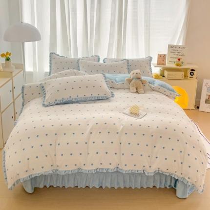 91家纺网 家纺一手货源 找家纺 （总）麦朵 2023新款10斤重床盖款花边牛奶绒四件套