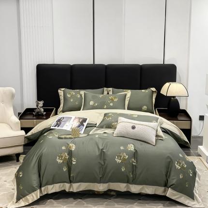 91家纺网 家纺一手货源 找家纺 娇逸 100支新疆长绒棉数码印花全棉四件套（专版花型） 允棠绿