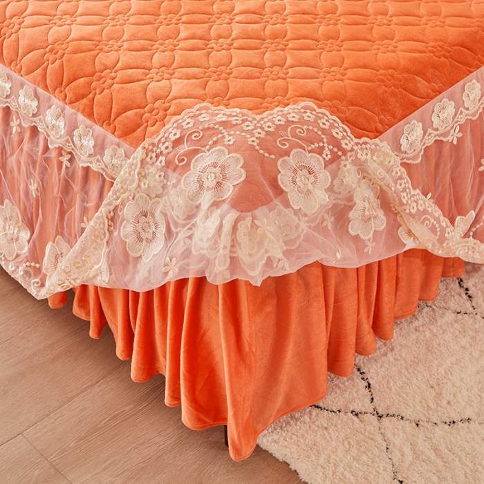 91家纺网 家纺一手货源 找家纺 （总）罗艺轩 2024秋冬新款水晶绒花样年华全夹棉加厚床裙四件套