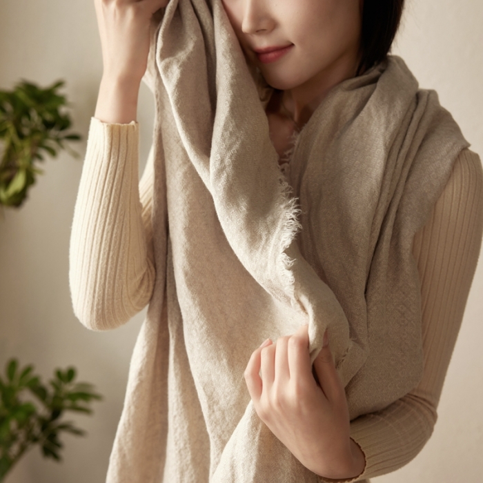 91家纺网 家纺一手货源 找家纺 （总）安莱生活 2023新款百分百亚麻围巾披肩