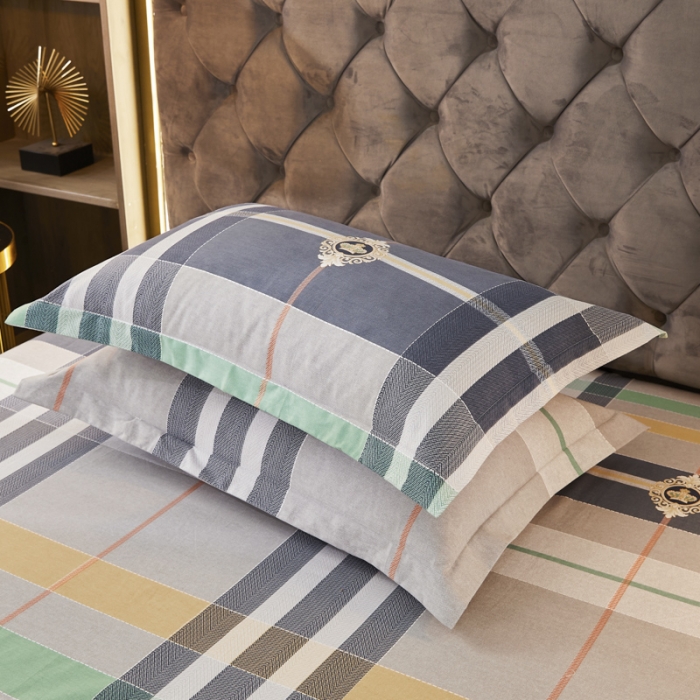 91家纺网 家纺一手货源 找家纺 伊而梦 2023新款全棉磨毛印花四件套系列单品枕套 路易斯登-灰