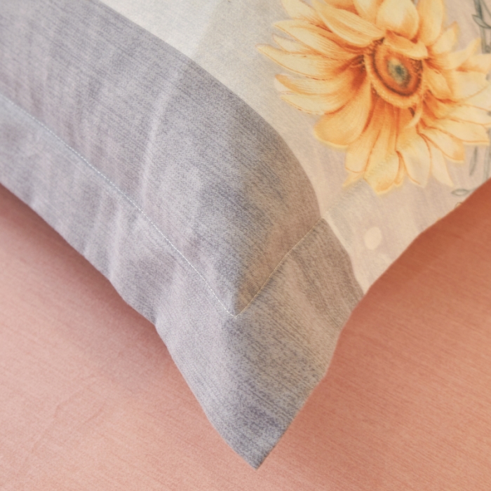 91家纺网 家纺一手货源 找家纺 伊而梦 2023新款全棉磨毛印花四件套系列单品枕套 温柔花海-粉