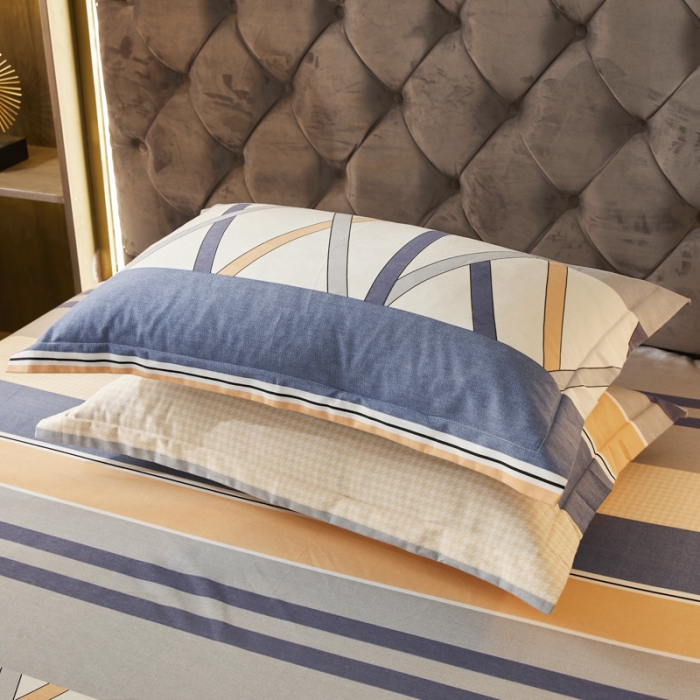 91家纺网 家纺一手货源 找家纺 伊而梦 2023新款全棉磨毛印花四件套系列单品枕套 梦动之城-灰