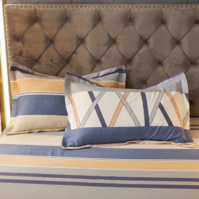 91家纺网 家纺一手货源 找家纺 伊而梦 2023新款全棉磨毛印花四件套系列单品枕套 梦动之城-灰