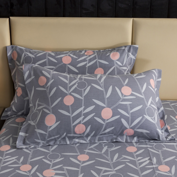 91家纺网 家纺一手货源 找家纺 伊而梦 2023新款全棉磨毛印花四件套系列单品枕套 盛夏果实-灰