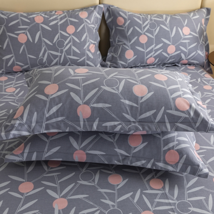 91家纺网 家纺一手货源 找家纺 伊而梦 2023新款全棉磨毛印花四件套系列单品枕套 盛夏果实-灰