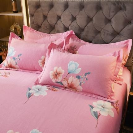 伊而梦 2023新款全棉磨毛印花四件套系列单品枕套 美丽坊-粉