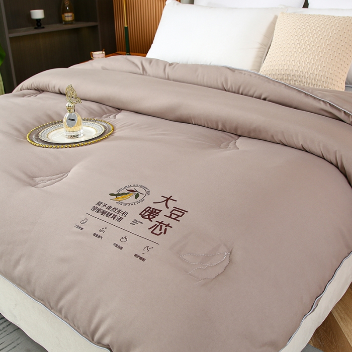 91家纺网 家纺一手货源 找家纺 畅畅家纺 2023新款抗菌纤维亲肤大豆冬被被子被芯 高雅灰