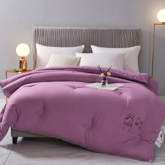 91家纺网 家纺一手货源 找家纺 畅畅家纺 2023新款抗菌纤维亲肤大豆冬被被子被芯 玫瑰紫