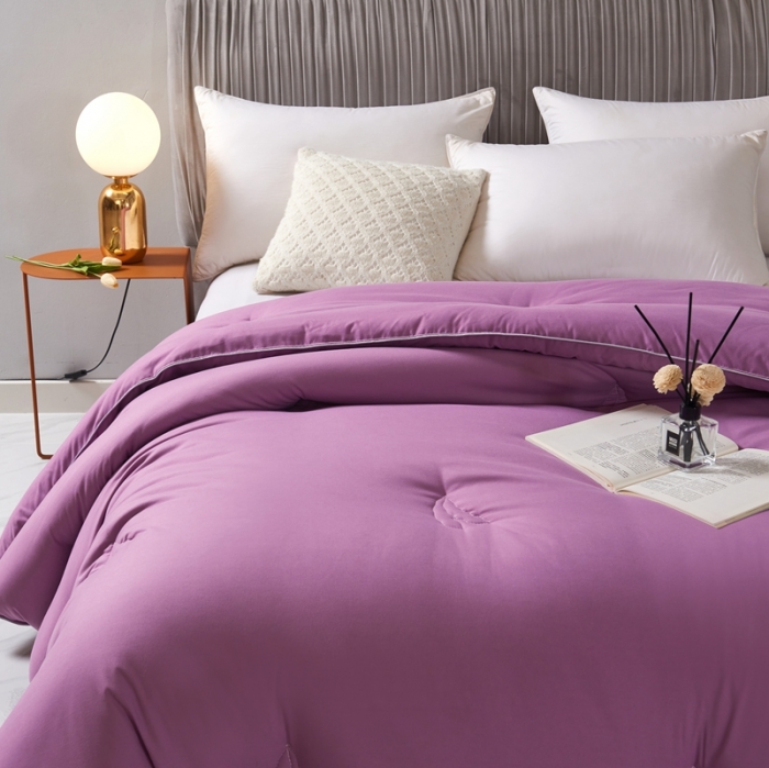 91家纺网 家纺一手货源 找家纺 畅畅家纺 2023新款抗菌纤维亲肤大豆冬被被子被芯 玫瑰紫