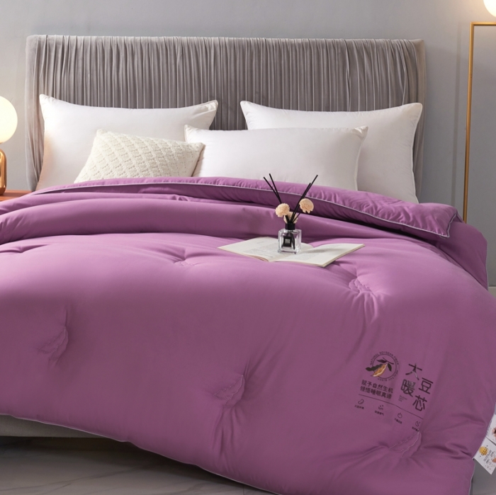 91家纺网 家纺一手货源 找家纺 畅畅家纺 2023新款抗菌纤维亲肤大豆冬被被子被芯 玫瑰紫