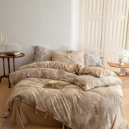 91家纺网 家纺一手货源 找家纺 华超针织 2024新款莫奈花园大提花四件套 莫奈花园卡其