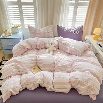 91家纺网 家纺一手货源 找家纺 （总）贝扬思 2025新款大眼睛水洗云朵棉简约系列四件套