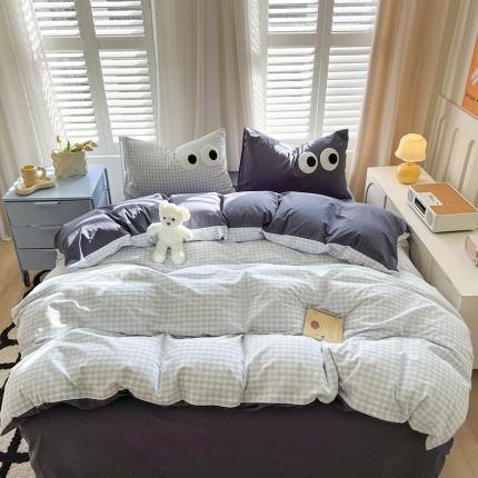 91家纺网 家纺一手货源 找家纺 （总）贝扬思 2025新款大眼睛水洗云朵棉简约系列四件套