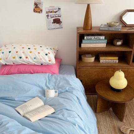 艾沁 2024新款全棉水洗棉小清新混搭四件套 天兰+玫粉