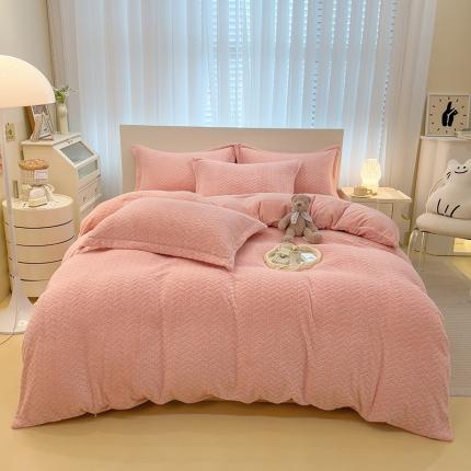 91家纺网 家纺一手货源 找家纺 （总）全季家居  2023新款麦穗纹高克重牛奶绒色织提花被套单件