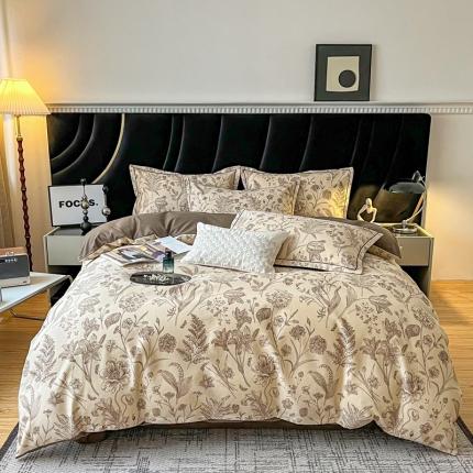 91家纺网 家纺一手货源 找家纺 （总）仟网汇 2024新款磨毛一字绣印花居家四件套