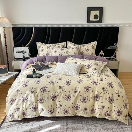 91家纺网 家纺一手货源 找家纺 （总）仟网汇 2024新款磨毛一字绣印花居家四件套