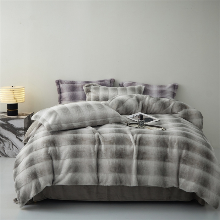 91家纺网 家纺一手货源 找家纺 安莱生活 2023年新品皮草绒高端四件套 皮草绒-布朗尼