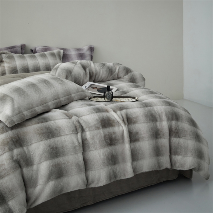 91家纺网 家纺一手货源 找家纺 安莱生活 2023年新品皮草绒高端四件套 皮草绒-布朗尼