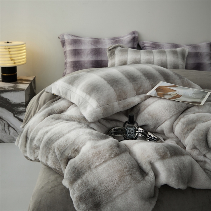 91家纺网 家纺一手货源 找家纺 安莱生活 2023年新品皮草绒高端四件套 皮草绒-布朗尼