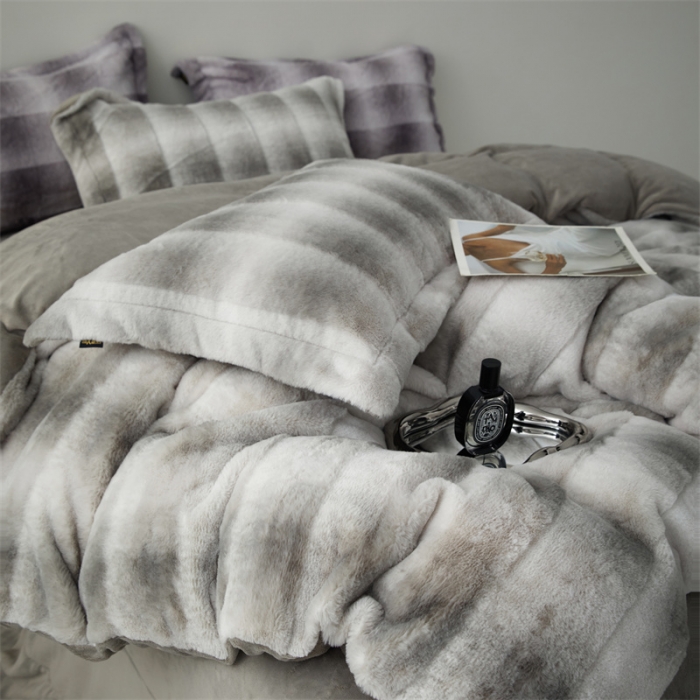 91家纺网 家纺一手货源 找家纺 安莱生活 2023年新品皮草绒高端四件套 皮草绒-布朗尼