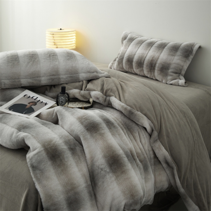 91家纺网 家纺一手货源 找家纺 安莱生活 2023年新品皮草绒高端四件套 皮草绒-布朗尼