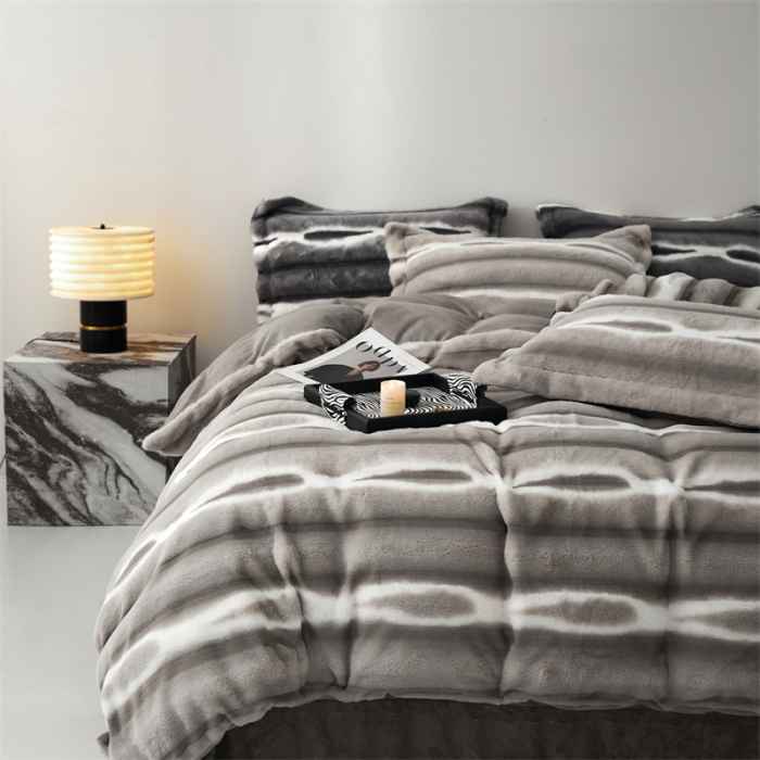 91家纺网 家纺一手货源 找家纺 安莱生活 2023年新品皮草绒高端四件套 皮草绒-莫奈