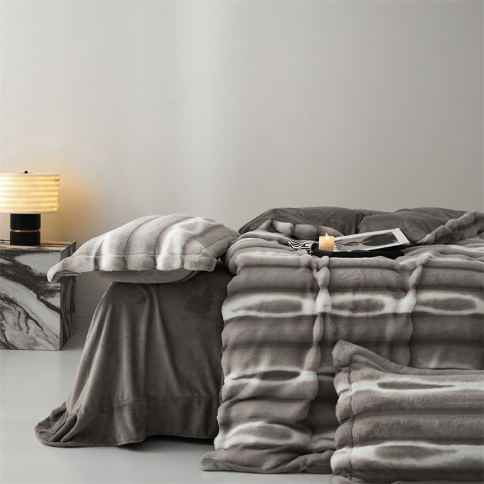 91家纺网 家纺一手货源 找家纺 安莱生活 2023年新品皮草绒高端四件套 皮草绒-莫奈