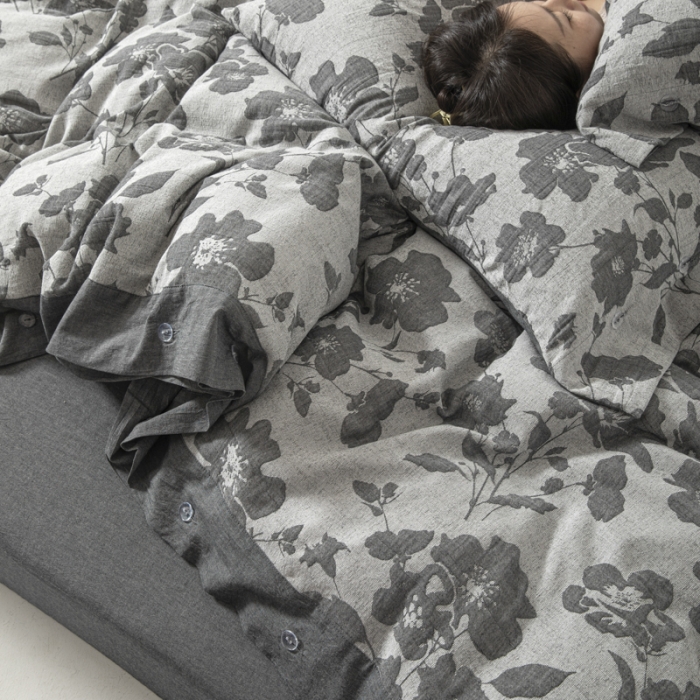 91家纺网 家纺一手货源 找家纺 安莱生活 2023新品双层纱大提花高奢工艺款四件套花都 花都--灰色