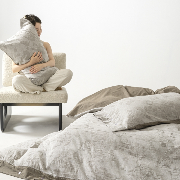 91家纺网 家纺一手货源 找家纺 安莱生活 2023新品双层纱大提花高奢工艺款四件套花都 花都--咖色