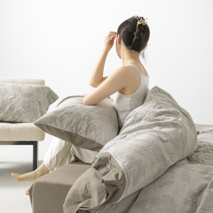 91家纺网 家纺一手货源 找家纺 安莱生活 2023新品双层纱大提花高奢工艺款四件套花都 花都--咖色