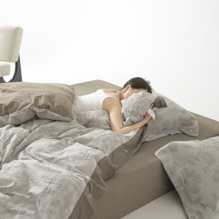 91家纺网 家纺一手货源 找家纺 安莱生活 2023新品双层纱大提花高奢工艺款四件套花都 花都--咖色