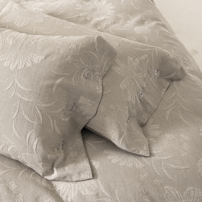 91家纺网 家纺一手货源 找家纺 安莱生活 2023新品双层纱大提花高奢工艺款四件套馥香 馥香--咖色