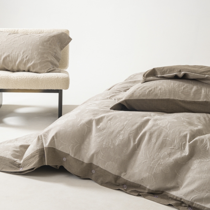 91家纺网 家纺一手货源 找家纺 安莱生活 2023新品双层纱大提花高奢工艺款四件套馥香 馥香--咖色