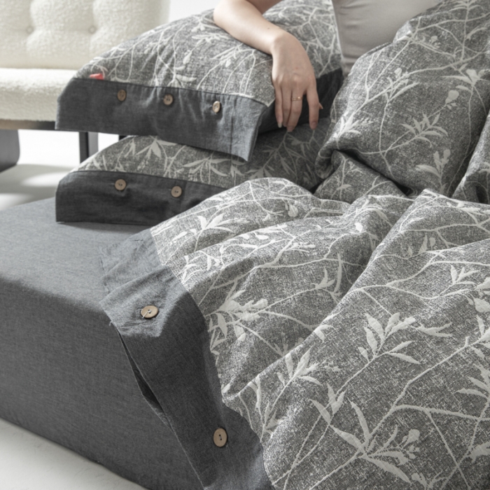 91家纺网 家纺一手货源 找家纺 安莱 双层纱大提花高奢工艺款疯狂生长系列四件套 春意生长--灰色