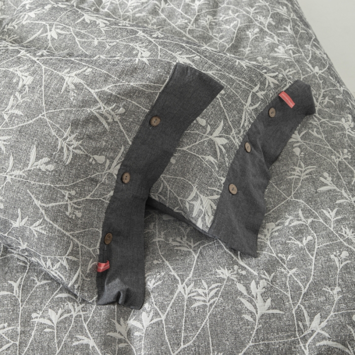 91家纺网 家纺一手货源 找家纺 安莱 双层纱大提花高奢工艺款疯狂生长系列四件套 春意生长--灰色