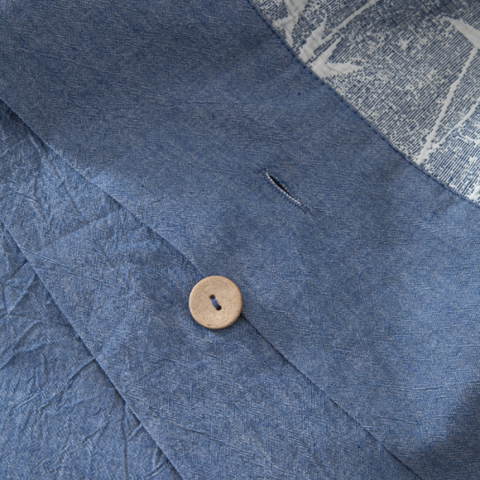 91家纺网 家纺一手货源 找家纺 安莱 双层纱大提花高奢工艺款疯狂生长系列四件套 春意生长--牛仔蓝