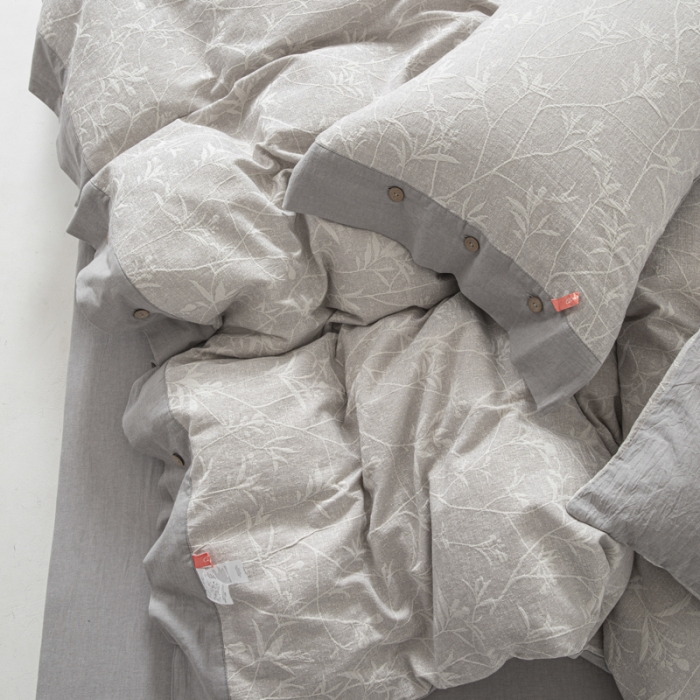 91家纺网 家纺一手货源 找家纺 安莱 双层纱大提花高奢工艺款疯狂生长系列四件套 春意生长--银灰