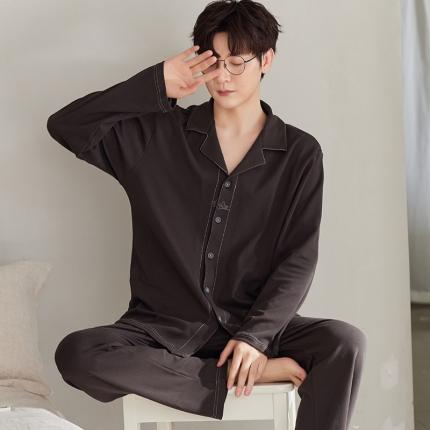 91家纺网 家纺一手货源 找家纺 洛兰沙 纯棉情侣睡衣开衫长袖长裤家居服可外穿