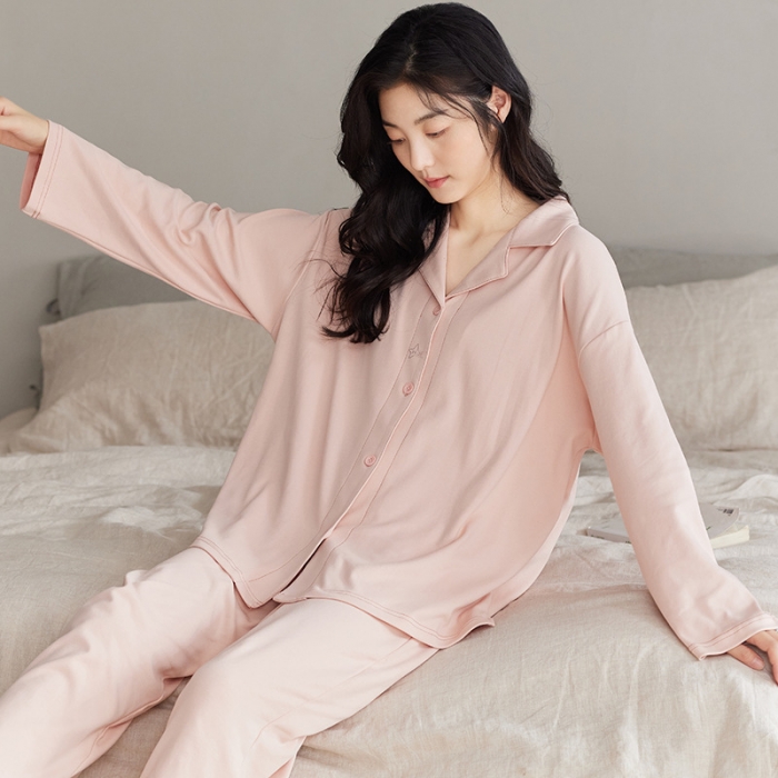 91家纺网 家纺一手货源 找家纺 洛兰沙 纯棉情侣睡衣开衫长袖长裤家居服可外穿