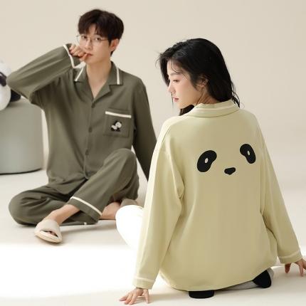 91家纺网 家纺一手货源 找家纺 洛兰沙 100棉纯棉情侣睡衣开衫条纹纯色家居服